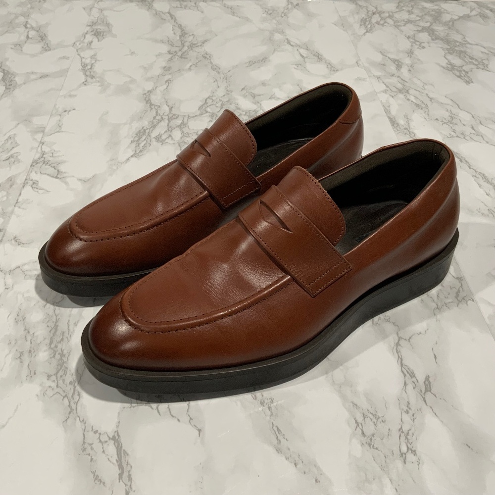 Wolf & Shepherd Sz 10 Mens Closer Saddle Brown Leather Luxury Dress Loafers